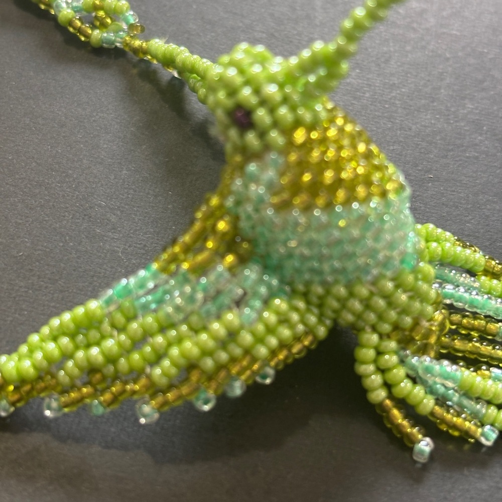 All beaded hummingbird necklace. Native American made. - Picture 5 of 7